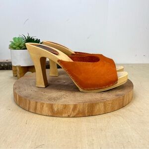 Candie's Vibrant Orange and Tan Clogs